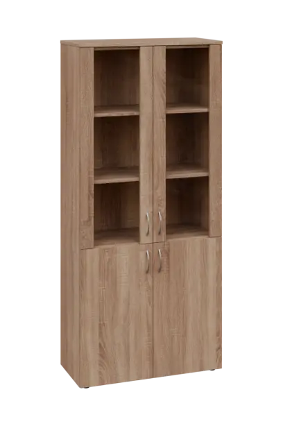 CLE 5 - 8VS skříň léková, 4-dveřová, sklo čiré v liště, výsuvná deska, 2x zámek, 1800x800x400, dub bardolino